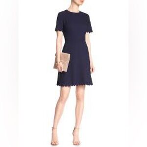 Banana Republic Maritime Blue Scallop-trim Fit and Flare dress